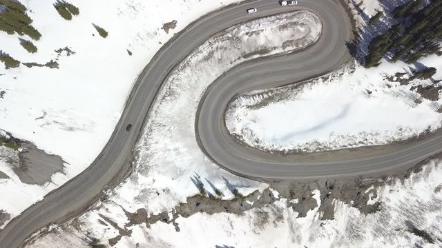 Traffic on winding mountain road: Red Mountain Pass, Million Dollar Highway