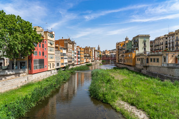 Naklejka na ściany i meble Cityscape of Girona in Catalonia, Spain.