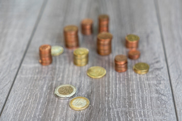 stacks of euro coins