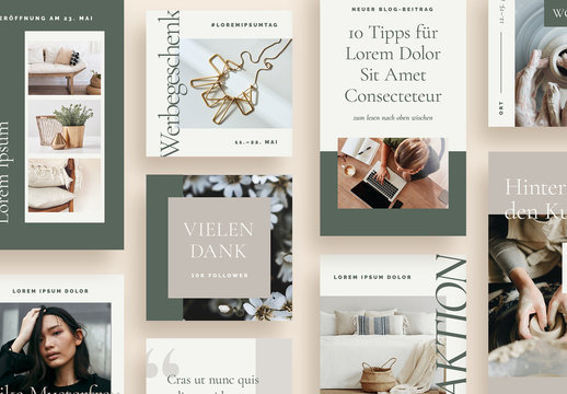 Minimalistisches und organisches Social-Media-Set