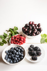 mixture variety of fresh ripe organic superfood antioxidant anfti aging food summer berries 