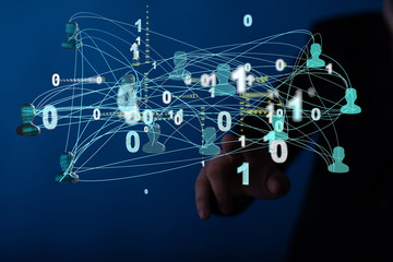 Lines connected with dots as social communication concept