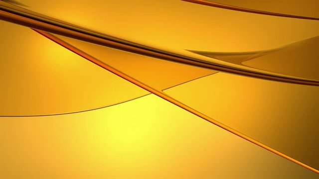 Beautiful abstract gold wave animation background. Abstract smooth flying flow golden lines. Gold, brown or yellow template. seamless looping animation