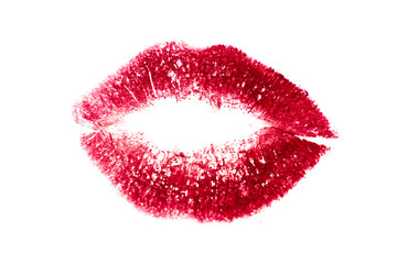 red kiss isolated on white background