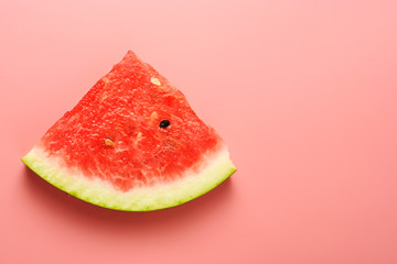Watermelon slices on pink background. Summer foods. Copy space. Isolated.