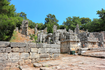 Fototapeta na wymiar Ruins of the ancient town at Phaselis, Turkey.