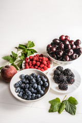 mixture variety of fresh ripe organic superfood antioxidant anfti aging food summer berries 