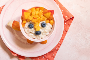 Cute Funny Fox Face Breakfast For Kids Oatmeal Porridge