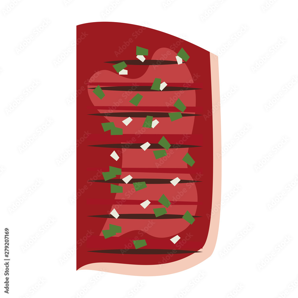 Poster barbecue food beef steak grilled cartoon