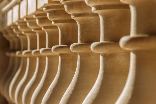 A detail of repetitious columns at a church in Malta