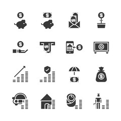 Saving money and investment icon set.Vector illustration.