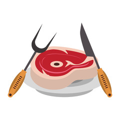 Tasty barbecue grilled food cartoon