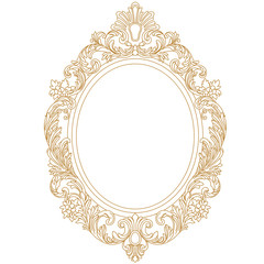 Vintage oval pattern frame in old style. Vector.Vintage oval pattern frame in old style. Vector.