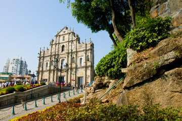 Fototapeta na wymiar asia, china, Macau, st pauls cathedral facade
