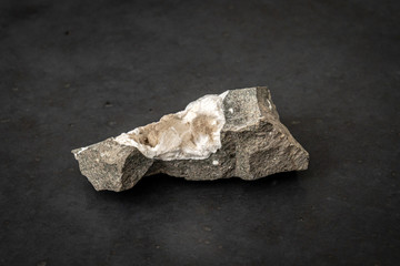 Piece of rock containing natural asbestos parts found in nature