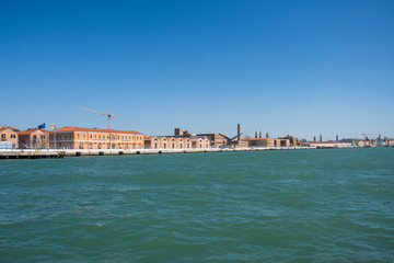 Venice, Italy: Venice overview, panoramic view from the boat, 2019