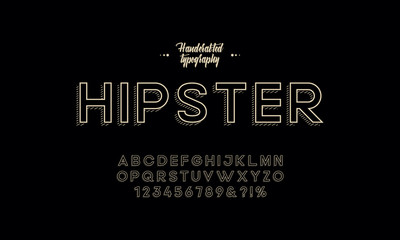 Vector of stripy bold font and alphabet