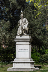 Fototapeta premium Pietro Paleocapa statue in Papadopoli garden, near Venice train station ,2019 ,march