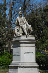 Obraz premium Pietro Paleocapa statue in Papadopoli garden, near Venice train station ,2019 ,march