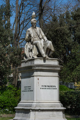 Pietro Paleocapa statue in Papadopoli garden, near Venice train station ,2019 ,march