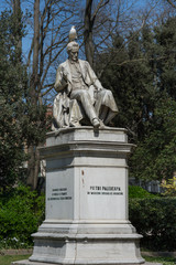Obraz premium Pietro Paleocapa statue in Papadopoli garden, near Venice train station ,2019 ,march
