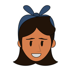 Woman smiling face with headbow cartoon isolated