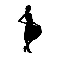 Black fashion vector silhouette of young stylish girl