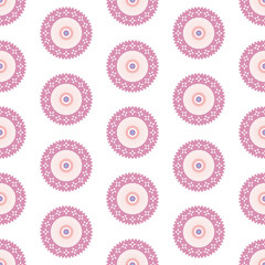 Abstract flower seamless pattern. Oriental floral shapes on white background.