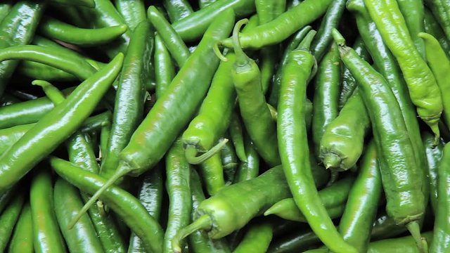 green chili peppers at the market