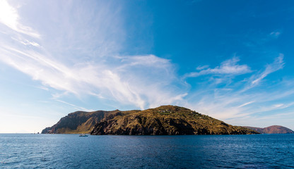 beutiful view at amazing isle and picturecque sky by the sea before evening