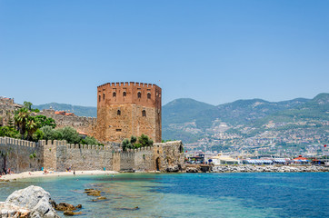 Kizil (Red ) Tower in Alanya, Antalya, Turkey