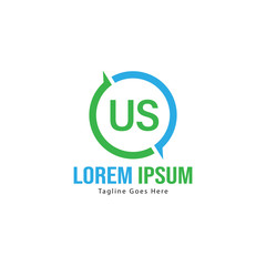 US Letter Logo Design. Creative Modern US Letters Icon Illustration