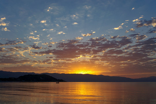 sunset over Sevan lake