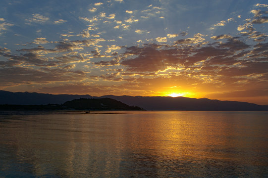 sunset over Sevan lake