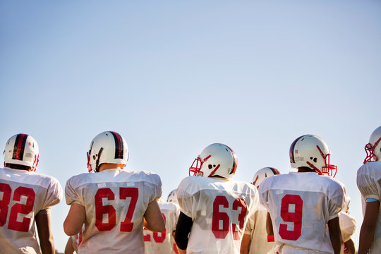 Teenage football team (16-17) during football practice