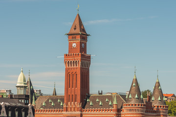 Fototapeta premium The tower of the town Hall in Hellsingborg, Sweden,