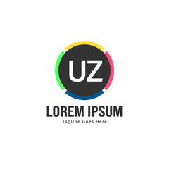 UZ Letter Logo Design. Creative Modern UZ Letters Icon Illustration