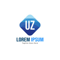 UZ Letter Logo Design. Creative Modern UZ Letters Icon Illustration