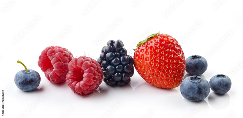 Wall mural fresh berries on white background