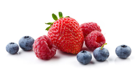 fresh berries on white background