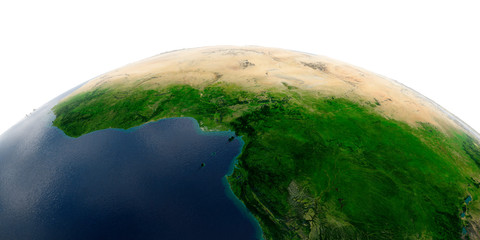 Fototapeta premium Detailed Earth on white background. Africa. Countries of the Gulf of Guinea