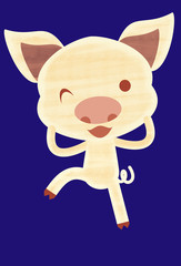 Illustration of a cute piggy standing winking an eye