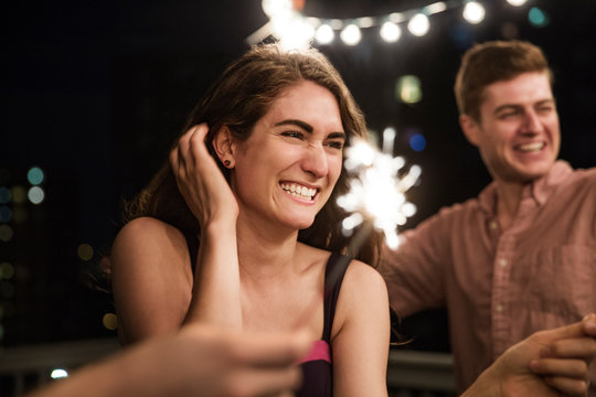 Smiling woman enjoying at party