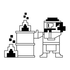 Videogame pixelated gangster character isolated