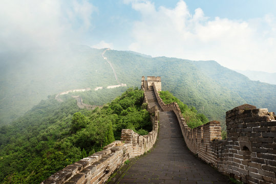 Great Wall of China in fog