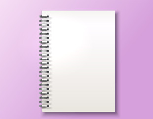 Vector realistic blank spiral notebook with rings