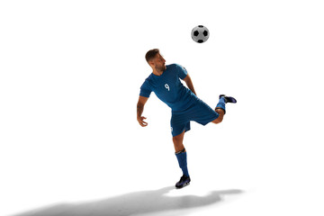 Soccer players isolated on white.