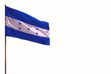 Fluttering Honduras isolated flag on white background, mockup with the space for your content.