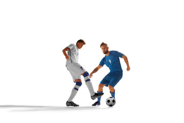 Naklejka na ściany i meble Soccer players isolated on white.