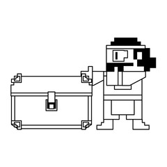 Videogame pixelated gangster character isolated